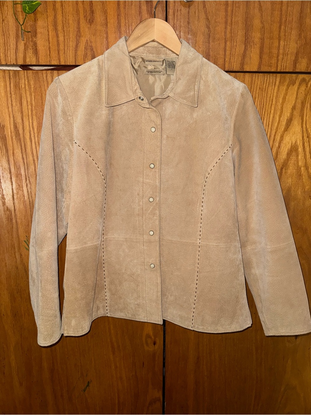 Ruff Hewn Beige Suede Snap-Front Jacket
